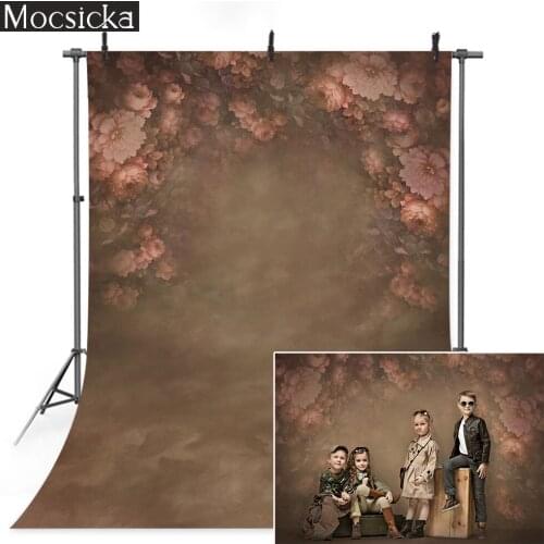 Pink Flowers Texture Backdrop Brown Abstract Newborn Children Portrait Background Birthday Art Professional Photography Props