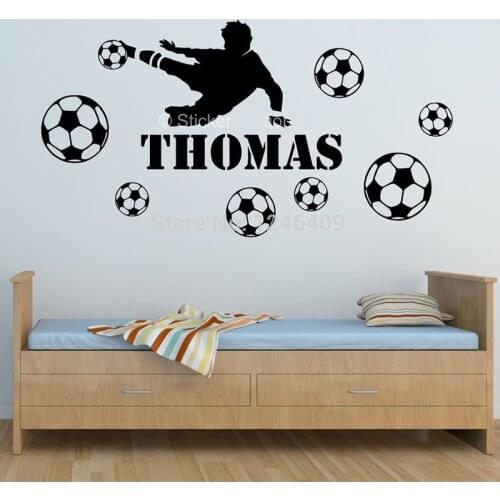 Customer-made Football Player Kids Personalized Any Name Bedroom Wall decal decoration Art Mural Decal Sticker-You Choose Name