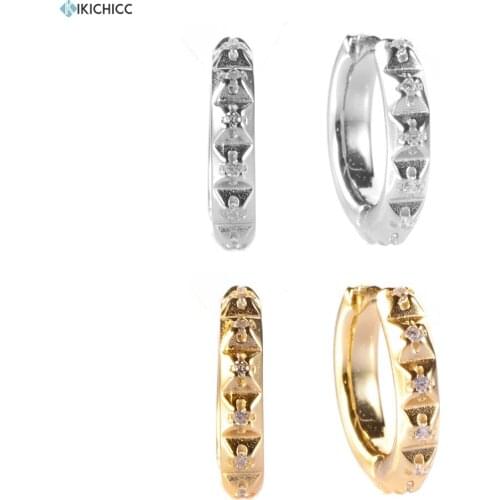 Kikichicc 925 Sterling Silver 8.5mm Crystal Huggies Hoops Luxury CZ Zircon Loops Circle Ring Women Pendiente Piercing Jewelry