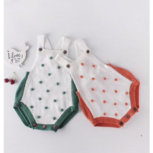 Newborn Baby Girls Romper Knitted Baby Clothes For Girls Cotton Pompom Infant Toddler Jumpsuit For Kids Overalls Onesie Costume