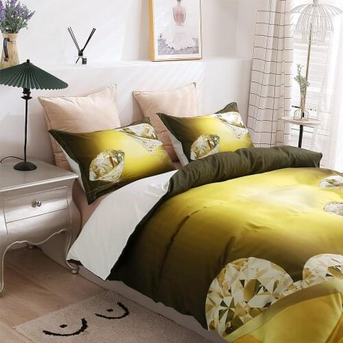 Golden Diamond Family Bedroom Duvet Cover Set (including Pillowcase) Single/Double/Queen 2 / 3PS Bedroom Set Queen