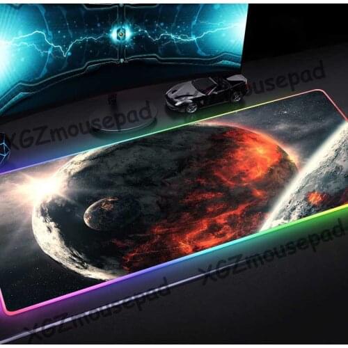 XGZ Universe Earth Landscape Custom Large RGB Mouse Pad Precision Black Lock Edge Computer Colorful Luminous Table Mat Non-slip