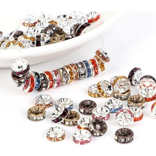 19Colors Rhinestone Rondelles Crystal Bead Loose Spacer Beads DIY Jewelry Making Accessories 50pcs/lot 4/6/8/10mm