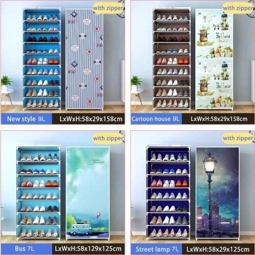 Hot Multi-Layer Simple Shoe Rack Dormitory Household Door Dustproof Belt Cloth Cover Storage Shoe Cabinet Shoemaker