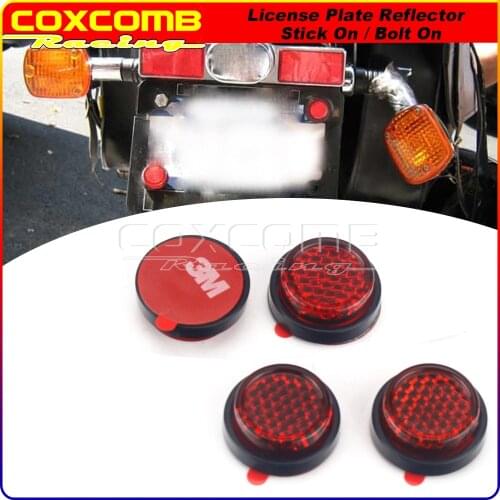 License Frame Plate Mini 20mm Red Reflector Motorcycle Self Adhesive Number Plate Rear Tail Tidy Safety Reflectors Reflective
