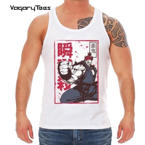Men Tank-top Japan Style Fashion Hipster Retro Gouki Fighter Vest O Neck Youth Top Summer Clothes