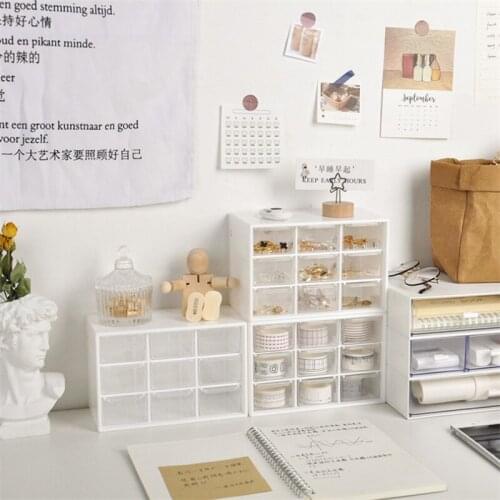 9 Grids Desktop Storage Box Jewelry Drawer Pearl Beads Storage Boxes Plastic Cosmetic Earrings Makeup Container Organizer