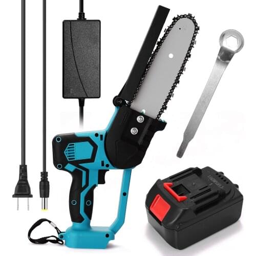 21V Electric Chain Saw Pruning Saw Rechargeable Small Wood Spliting Chainsaw One-handed Woodworking Tool for Garden Orchard