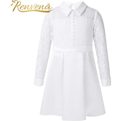 Flower Girl Dresses Princess Girls Long Sleeve Lace Dress Vestidos Kids Dresses for Girls Wedding Party Flower Girls Clothes