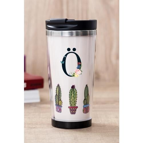 Gift Shop HE Letter Cactus Pattern Thermos Cup