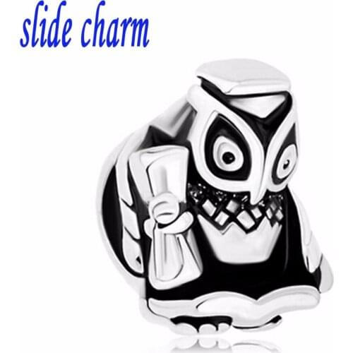 Slide charm Dr. owl fairy beads fit Pandora bracelet Valentine Christmas Mothers Day gift