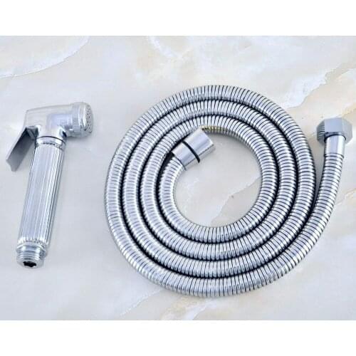 1.5m Polished Chrome Brass Flexible Bathroom Hand Held Shower Hose and Bidet Hand-held Sprayer Toilet Spray Shower Head mhh021