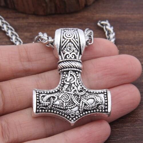 Dropshipping 36*48*10mm Large Heavy Norse Viking Thors Hammer Mjolnir Pendant Necklace