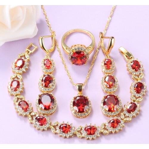 Dubai Bridal luxury Jewelry Sets Gold-Color Fashion Wedding Accessories Ring Size 6/7/8/9/10 Bracelet Length 18+3CM