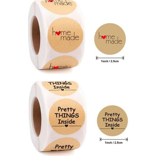 Homemade With Love Stickers 500pcs, Small Business Thank You Stickers Roll Pretty Things Inside Stickers For Sellers Seal Labels