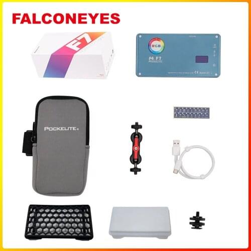 Falcon Eyes F7 12W RGB Led Light with Honeycomb Grid and Softbox,CRI 97,2500K-9000K Adjustable Scenario Mode for Video