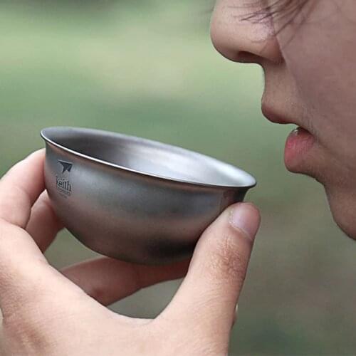 HOT SALE 2Pcs 50ml Double Wall Titanium Cups Drinking Tea Latte Coffee Mugs Teaware Travel Mugs For Outdoor Camping Picnic Cups