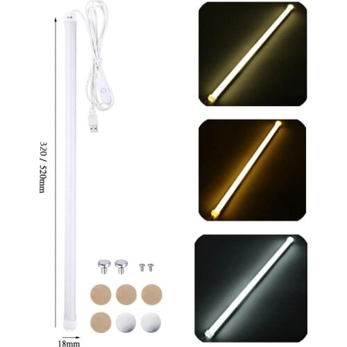 32/52CM USB LED Rigid Bar Lights Portable Hard LED Strip Lamp with Switch Night School Reading Book Desk Lighting Bulb