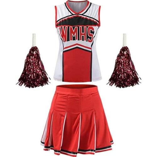 XS-XXL Blue Red Sexy Cheerleader Costume High School Girl Musical Cheerleading Uniform Sport Cheer Fancy Dress