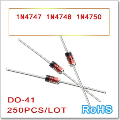 Zener 250PCS DO-41 1N4747 1N4748 1N4750 DO41 1W 20V 22V 27V 1N4747A 1N4748A 1N4750A high quality