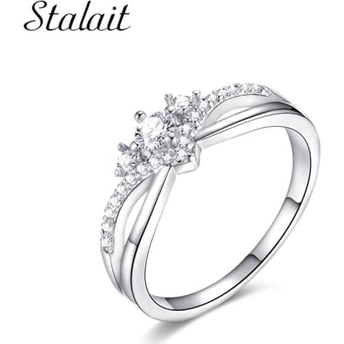 Silver Color Love Small Crown Luxury Bijoux Jewelry Size 7 8 Zircon Rings For Women Anel Wedding Engagement Rhinestone Ring