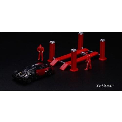 1/64 Automobile Maintenance Worker Have Suit Lifting Platform Automobile Service Model Auto Salon Girls Scene Special-purpose