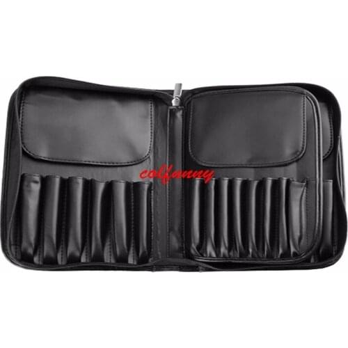 10pcs/lot Fast Shipping PU leather 29 Pockets Makeup Artist Bags Zipper Holder Brushes Case For Men Women Cosmetic brush Case