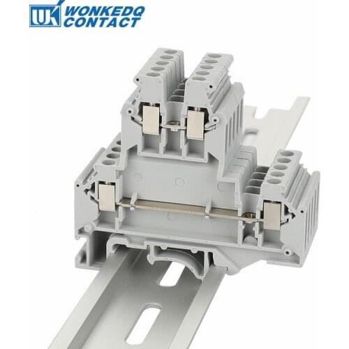 10Pcs UKKB-3 Din Rail Terminal Blocks Connector Double Layer Terminal Screw Wiring UKKB3 wire connector screw terminal block