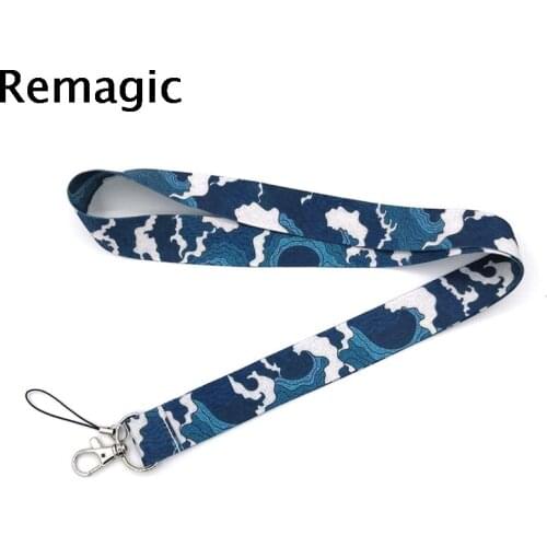 20pcs Hokusai Waves Vintage Neck Lanyards ID badge card holder keychain Mobile Phone Strap Gift Ribbon webbing necklace keyrings
