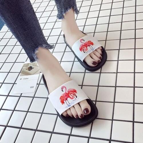 2021 Summer Women Slippers Flamingo Slides Thick Soled Slipper Bathroom Sandals Woman Flip Flops Ladies Plus Size 41