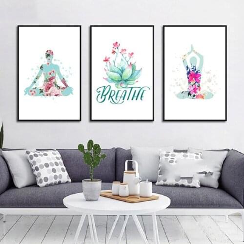 3 PCS 5D DIY Diamond Painting Lotus woman practicing yoga Embroidery Diamond Cross Stitch Full Square Round Rhinestone N1228