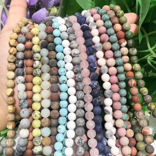Natural Minerals Stone Matte Dull Polish Pink Zebra Jaspers Beads for Jewelry Making DIY Bracelet Necklace 4-12mm Spacer Beads