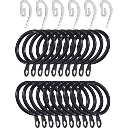 50 Set Metal Curtain Rings Drapery Curtain Hanging Rings with Plastic Curtain Hooks for Curtains and Rods, 32 mm