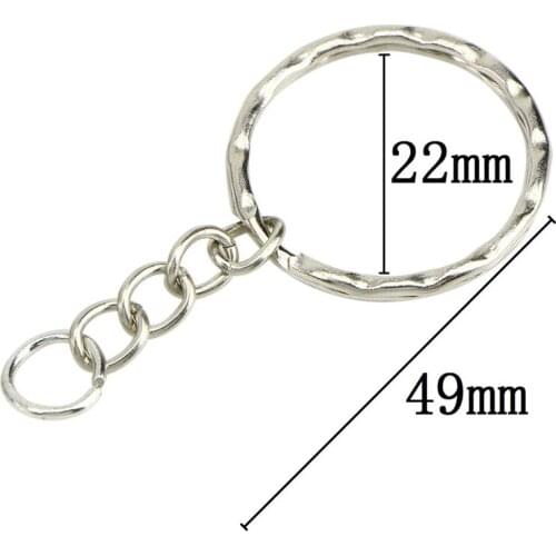 50pcs Polished Silver Keyring Keychain Split Ring With Short Chain Key Rings Women Men DIY Key Chains