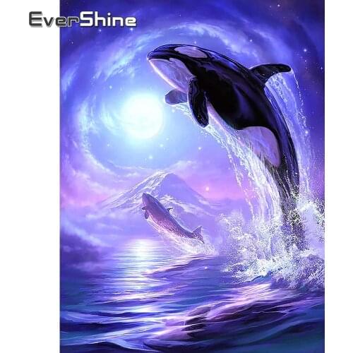 EverShine Diamond Embroidery Animals Mosaic Art Kits 5D Diamond Painting Dolphin Cross Stitch Handmade Hobby Home Decors
