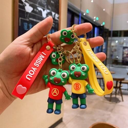 Lovely Creative Frog Doll Keychain Exquisite Fashion Bag Charm Accessories Couples Cartoon Toy Gift Car Key Pendant Keyring New