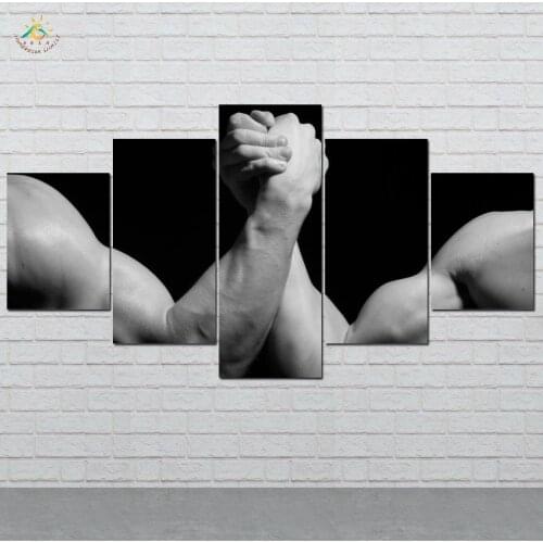 Black Arm Wrestling Wall Art HD Prints Canvas Art Painting Modular Picture And Poster Canvas Painting Decoration Home 5 PIECES