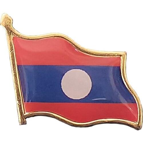Asian Lao People’s Democratic National Flag Brooch Enamel Pins Electroplated Gold Badge Knapsack Decoration Accessories