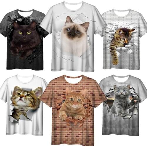 Summer Adult 3D Cat Print T Shirts Women Cute Animals Tshirts Unisex Cartoon Tees Female Short Sleeves T-shirts Streetwear Tops