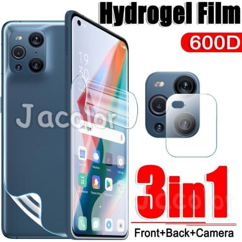 Hydrogel Film For OPPO Find X3 Pro X3Pro Front Screen+Back Cover+Camera Safety Film HD 3in1 FindX3 CPH2173 PEEM00 Not Glass