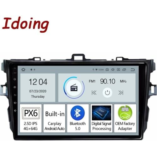 Idoing 9"PX6 Android Car Radio Player For Toyota Corolla 10 E140 E150 2006-2013 GPS Navigation Carplay Auto Bluetooth head unit