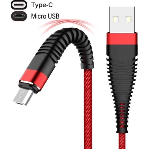 Android Phone Fast Charging Charger Cable Type C Micro USB Data Cord Durable Nylon Braided Sync Line 1m For Samsung Xiaomi