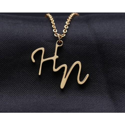 Shorthand Name Necklace Personalized Rose Gold Pendant Necklace High Quality Stainless Steel Nameplate Custom Jewelry For Women