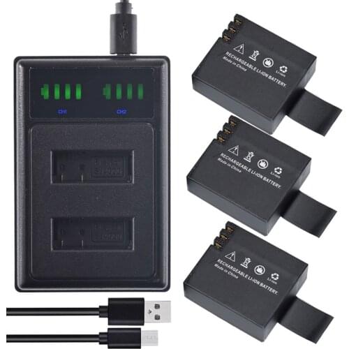 3x 900mah Li-ion Battery + LCD USB Charger for SJ4000 Action Sport Cam Hot OS480