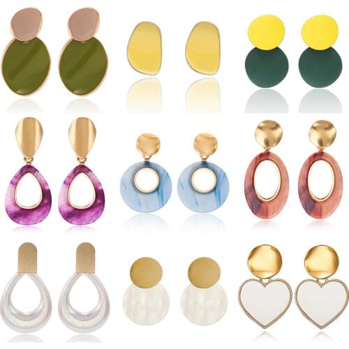 Candy Color Cute Girl Acrylic Earrings 2020 Fashion Jewelry Geometric Irregular Shape Korean Earrings Christmas Accessories