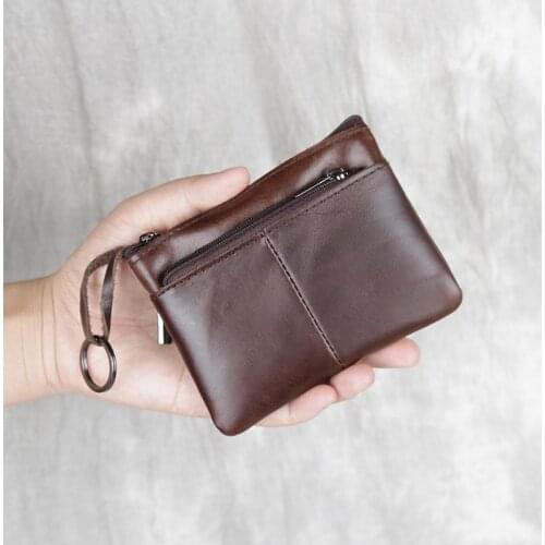 Unsex Real Leather Mini Wallet Men Women Zipper Design 2019 Mens Genuine Leather Vallet Mini Coin Purse Male Walet