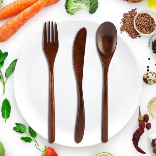 Reusable Bamboo Wooden Cutlery Set Fork Cutter Cutting Bag Students Office Worker Dinnerware Set Cooking Kitchen Tool