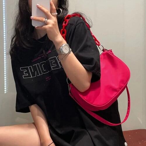 Fashion Candy Color Ladies Armpit Bag Retro Nylon Female Shopper Hobos Handbag Vintage Women Baguette Shoulder Bag Clutch