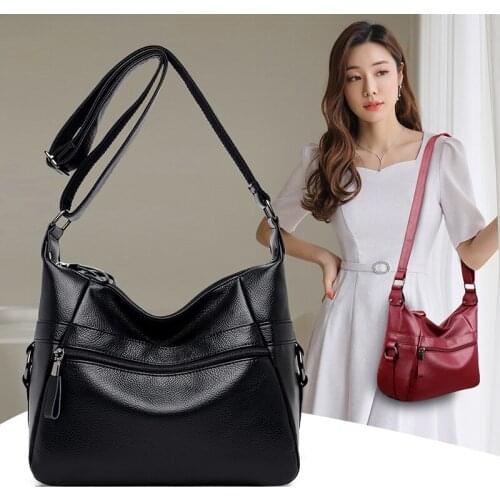 Fashion Pu Leather Composite Bags For Ladies Casual Solid Large Capacity Bucket Bags For Women Simple Vintage Messenger Bags New