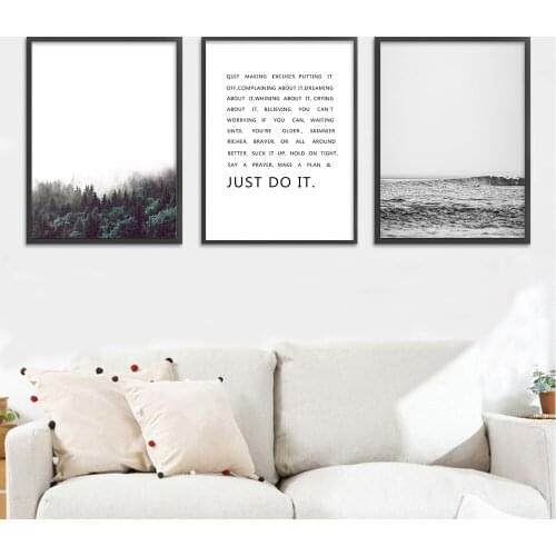 Sea Forest Motivational Quote Posters And Prints Nordic Style Painting Wall Art Canvas Picture for Living Room Modern Home Decor